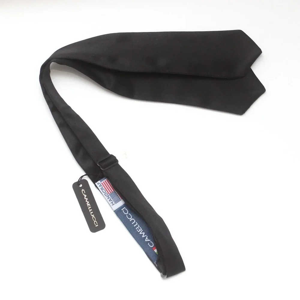 Black‎ Tuxedo Bowtie 100%Silk Satin Self-tied Diamond Gift Box S013D